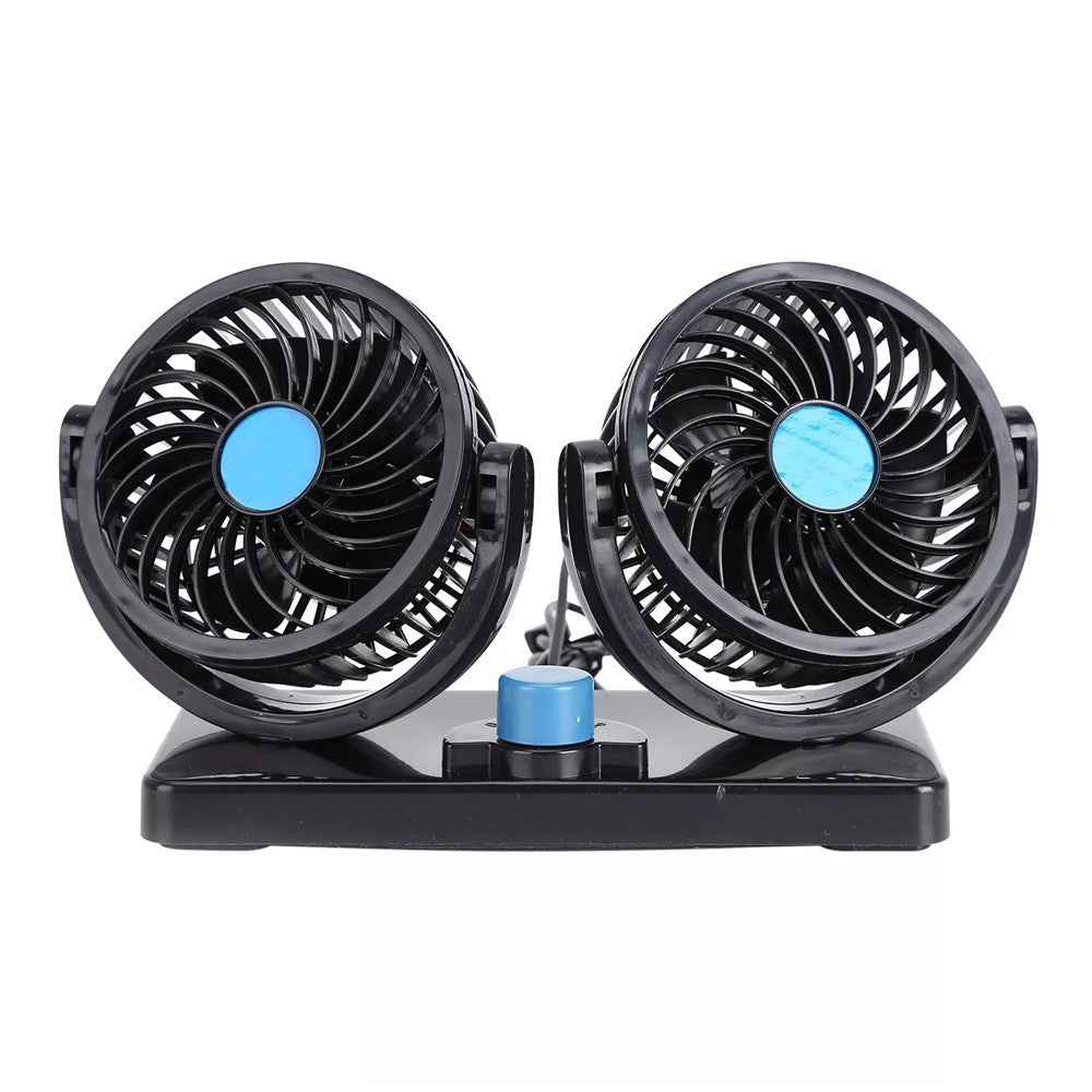 Car Dashboard Cooling Fan 12V DC Electric Dual-Head Cooling Air Circulator Strong Wind 360-Degree Rotatable Cooler