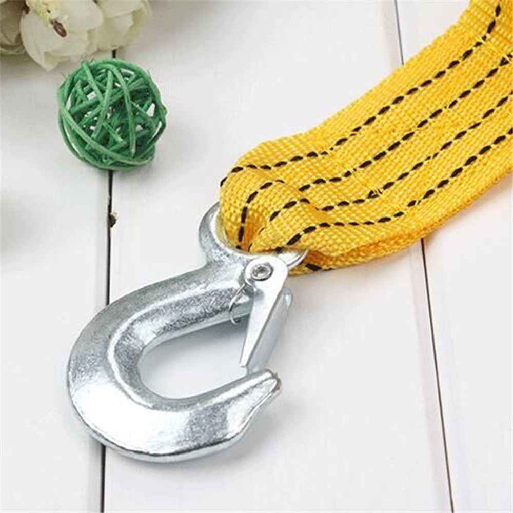 4m 3 Tons Nylon Car Traction Tow Cable for Truck Trailer Winch Towing Pull Rope Strap with Hooks