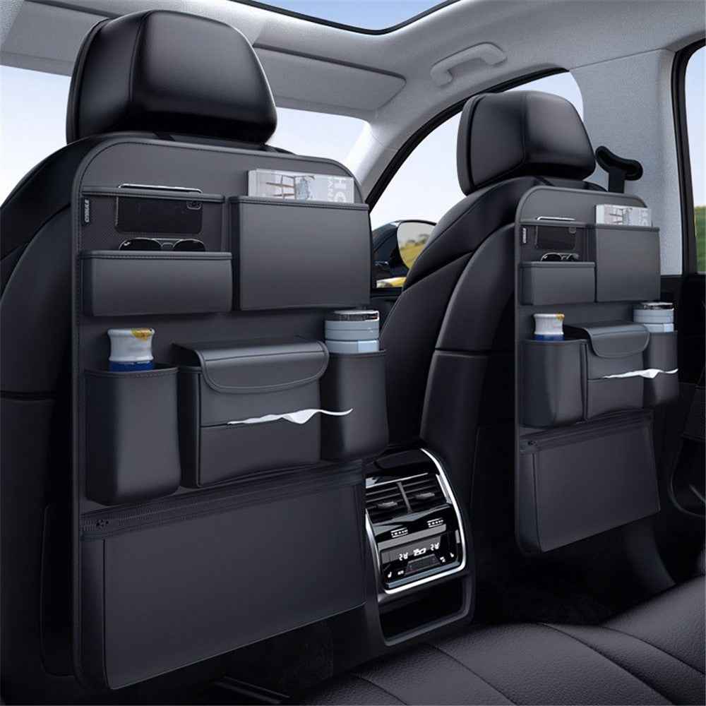 Multifunction Car Back Seat Organizer Bag Automotive Seat Back Organizer for Bottle, Snack, Napkin, Book, Size: L - Black