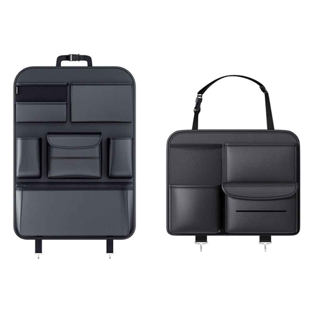Multifunction Car Back Seat Organizer Bag Automotive Seat Back Organizer for Bottle, Snack, Napkin, Book, Size: L - Black