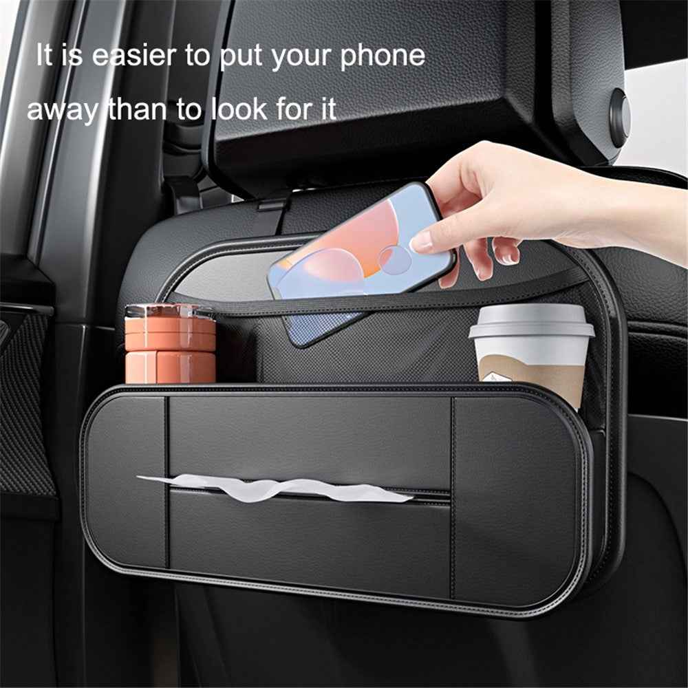 Backseat Car Organizer PU Leather Car Seat Back Storage Holder for Smartphone, Bottle, Cup Universal Car Accessories