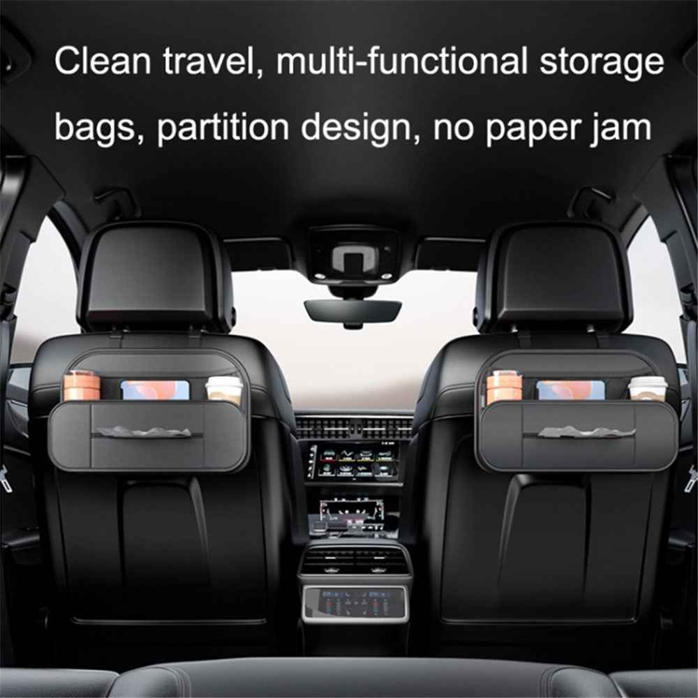 Backseat Car Organizer PU Leather Car Seat Back Storage Holder for Smartphone, Bottle, Cup Universal Car Accessories
