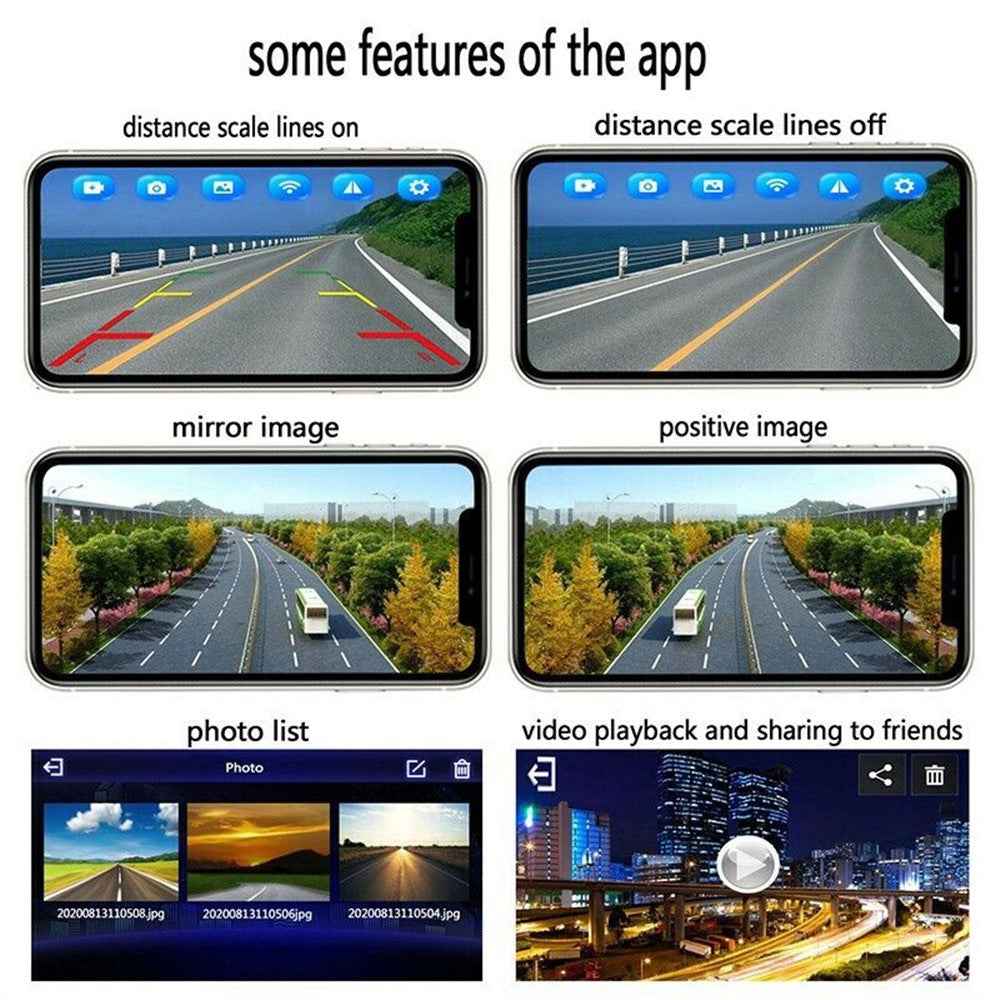 WCA102 WiFi Wireless Camera for 12-36V Car, Bus HD 1080P Infrared Night Vision Rear View Camera