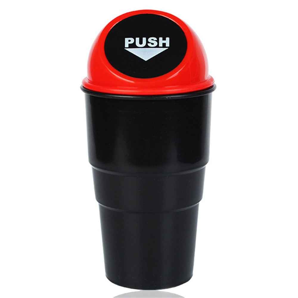 Car Trash Can Ash Bin Hand Push Mini Garbage Can Vehicle Interior Accessories - Red
