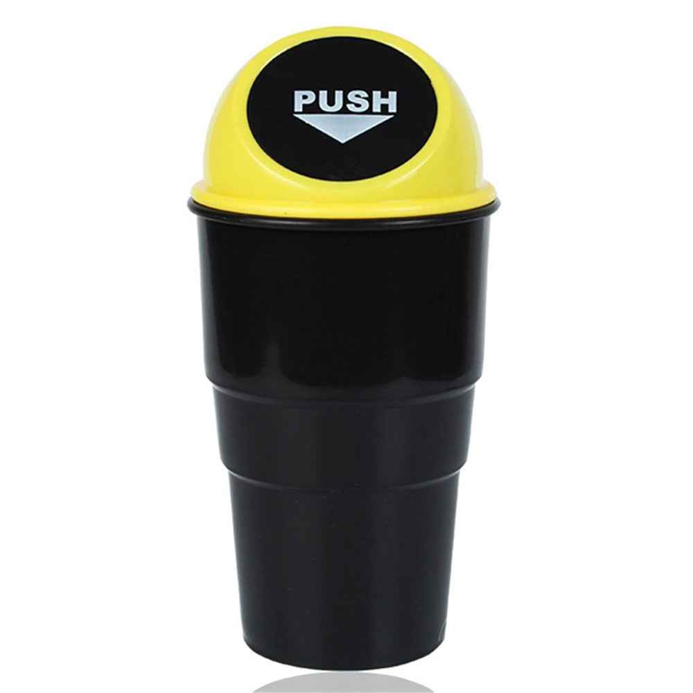 Car Trash Can Ash Bin Hand Push Mini Garbage Can Vehicle Interior Accessories - Yellow