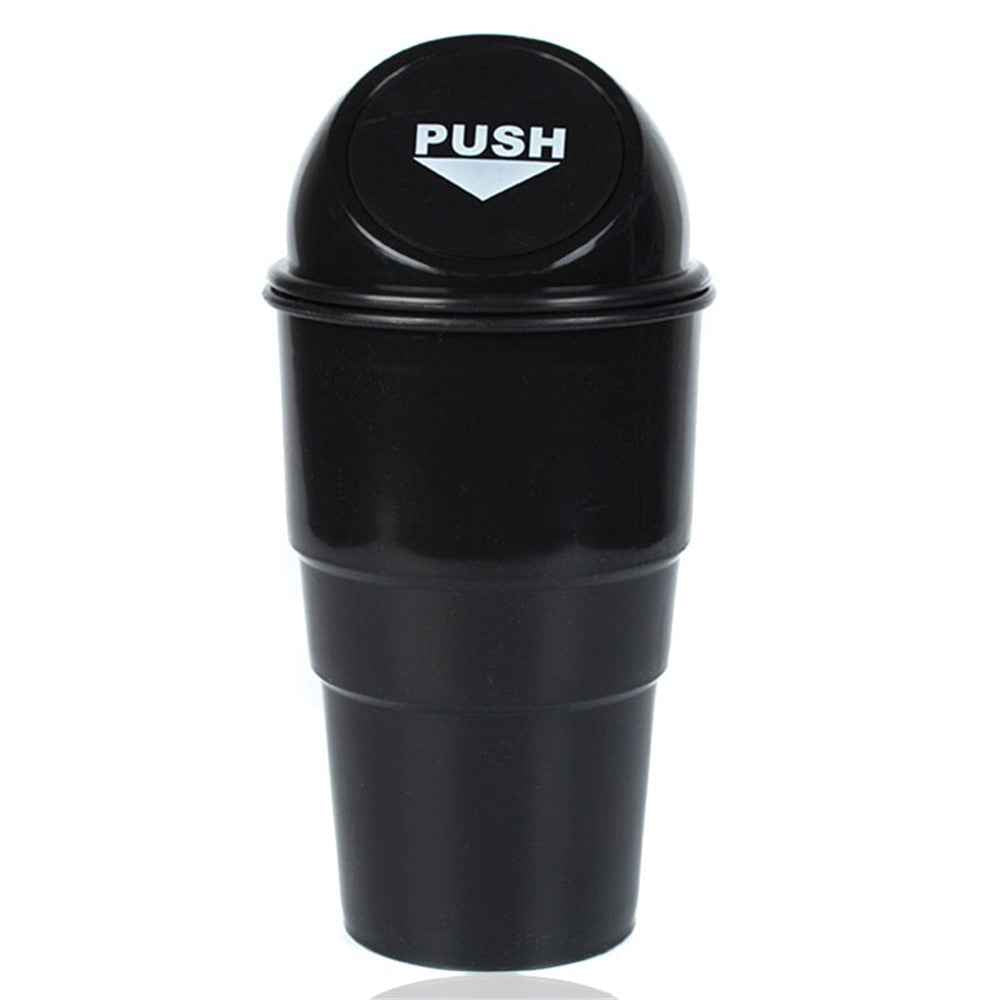 Car Trash Can Ash Bin Hand Push Mini Garbage Can Vehicle Interior Accessories - Black