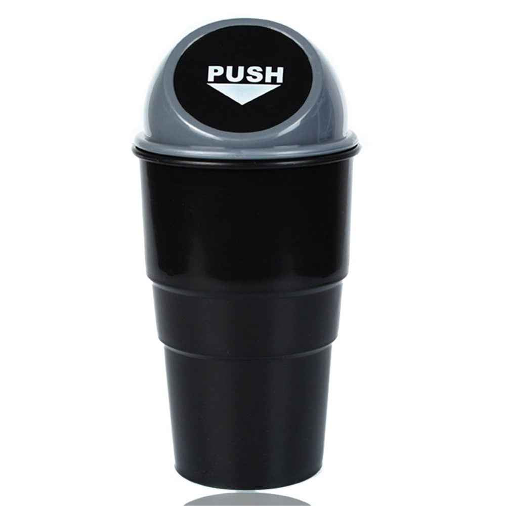 Car Trash Can Ash Bin Hand Push Mini Garbage Can Vehicle Interior Accessories - Grey