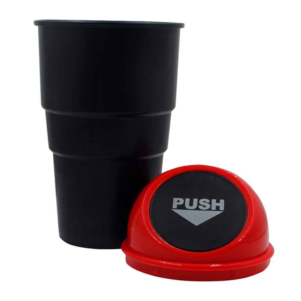 Car Trash Can Ash Bin Hand Push Mini Garbage Can Vehicle Interior Accessories - Grey