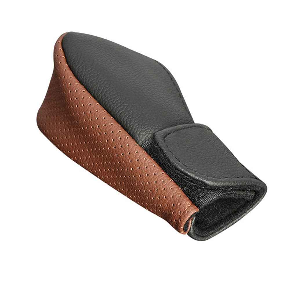 PU Leather Car Shift Knob Stick Cover Breathable Anti-skid Car Gear Shifter Cover - Brown / Black
