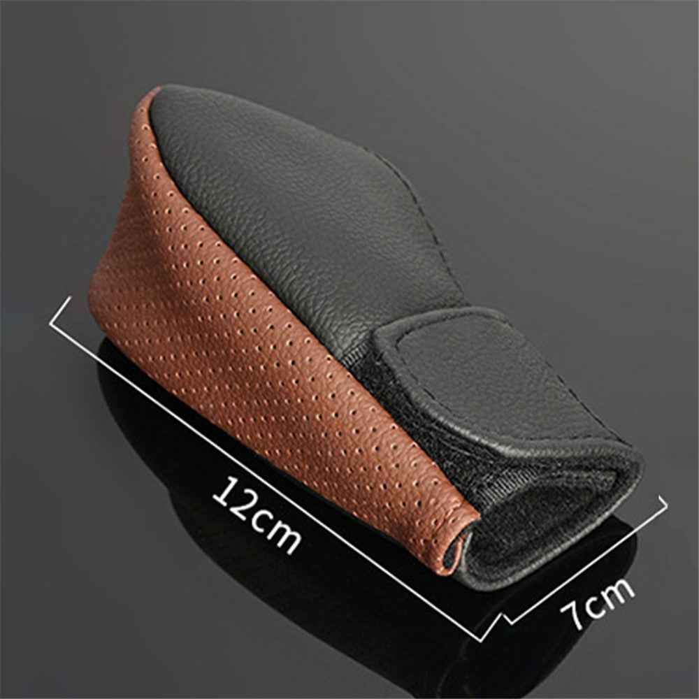 PU Leather Car Shift Knob Stick Cover Breathable Anti-skid Car Gear Shifter Cover - Black