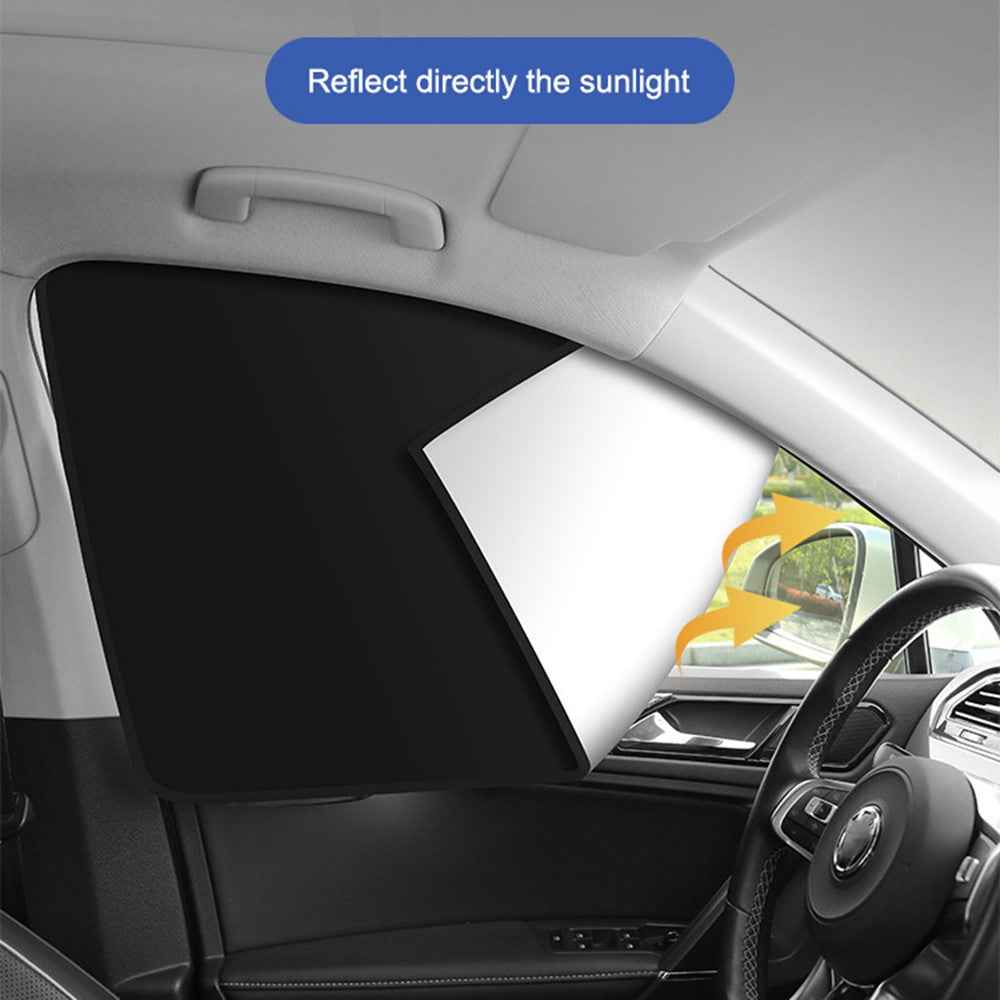 Titanium Silver Cloth Magnetic Car Sunshade UV Protection Front Side Window Sun Shade (Driver Side, 80x50x20cm)