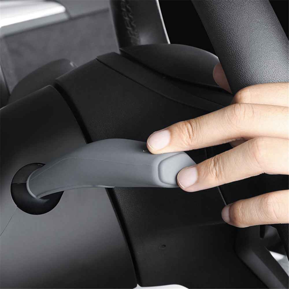 TSL62 2PCS For Tesla Model 3 / Y Silicone Car Shift Knob Cover Automobile Shift Protector Sleeve (English Version) - Grey