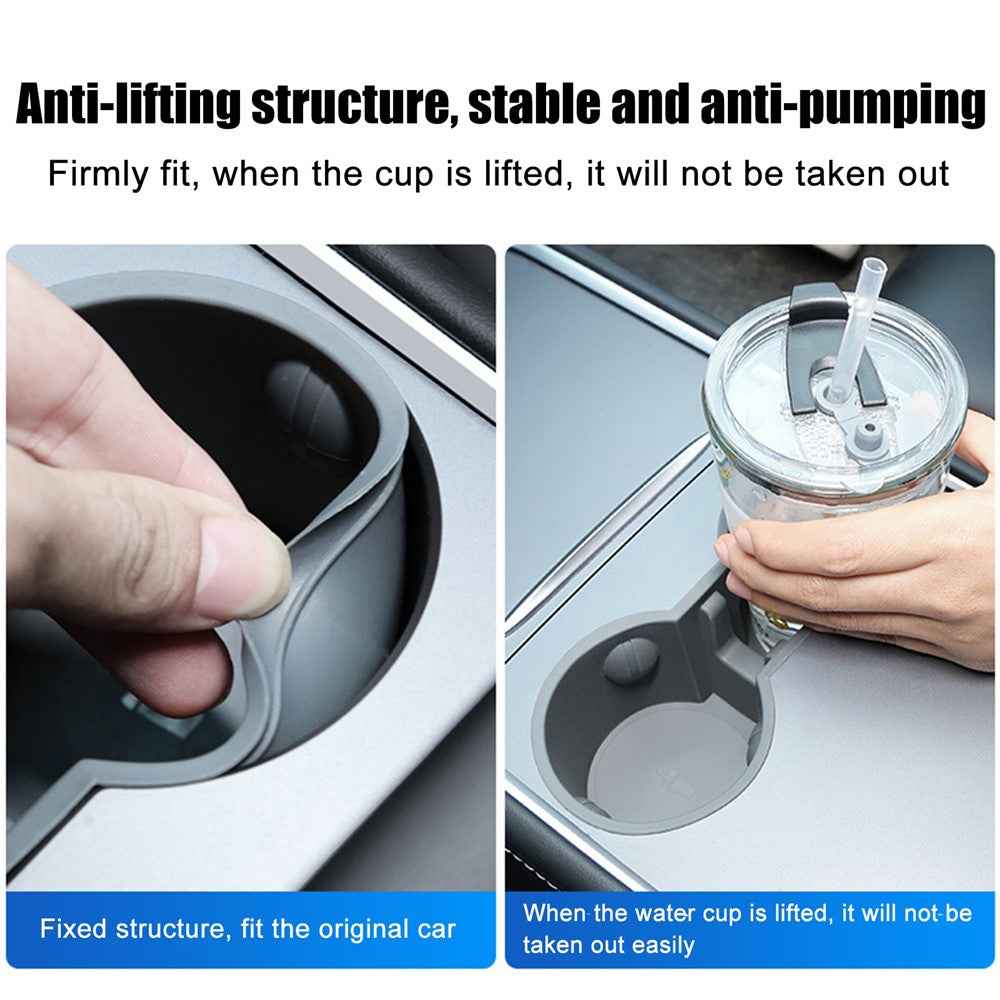 M30826 For Tesla Model 3 / Y Car TPE Center Console Organizer Drinks Cup Holder Tray Armrest Organizer - Grey