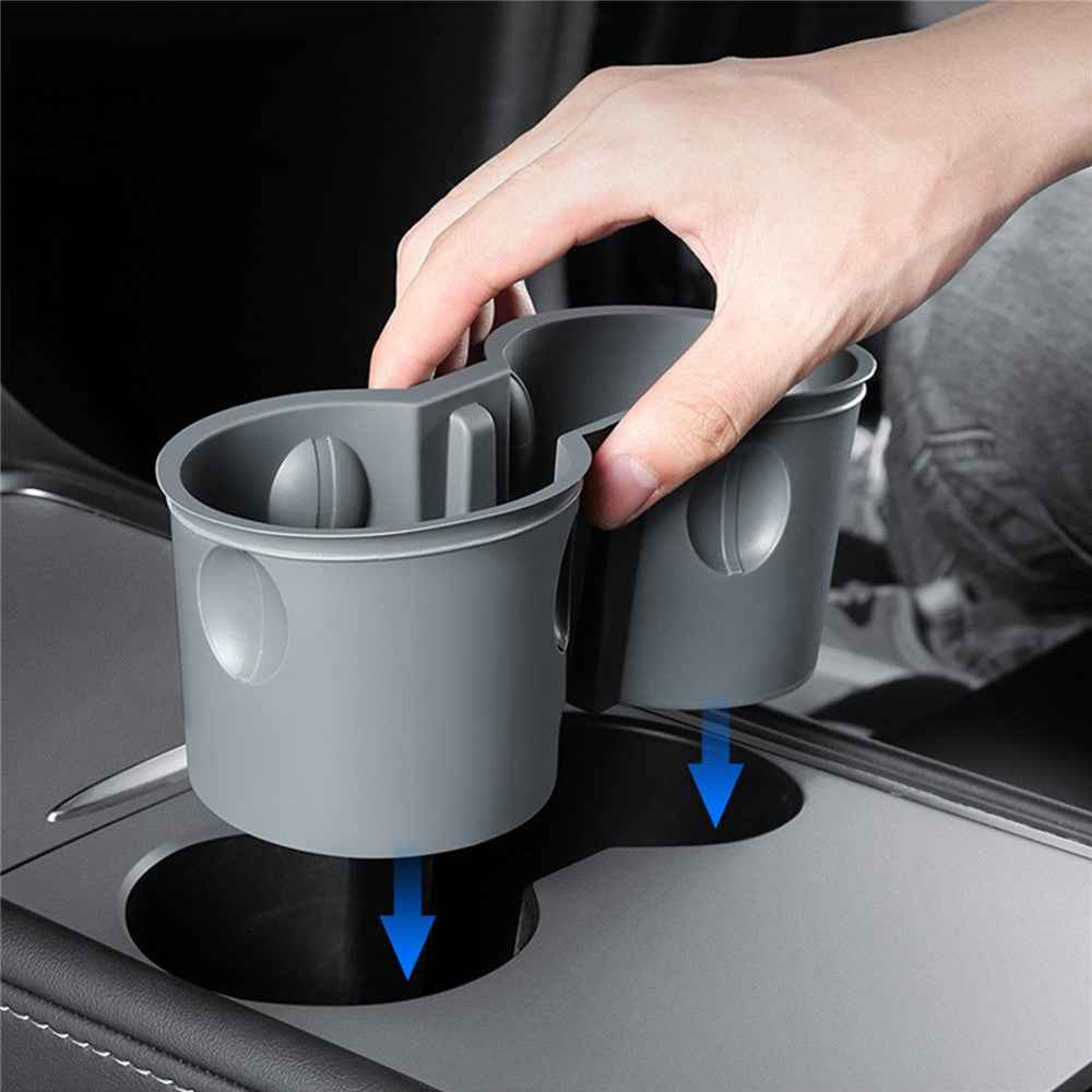 M30826 For Tesla Model 3 / Y Car TPE Center Console Organizer Drinks Cup Holder Tray Armrest Organizer - Grey