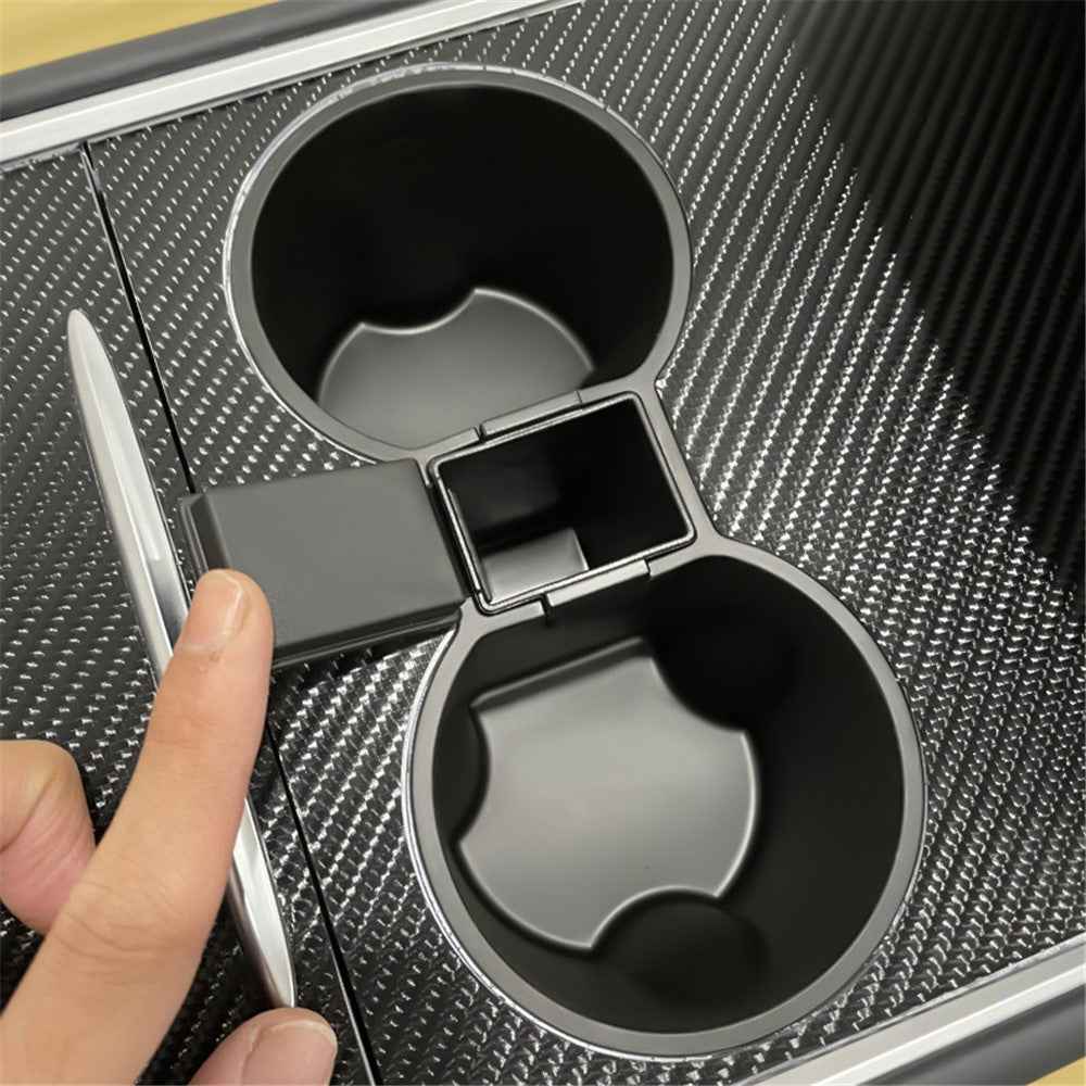 M30107 For Tesla Model 3 / Y TPE+ABS Ashtray Design Car Center Console Organizer Drinks Cup Holder Tray