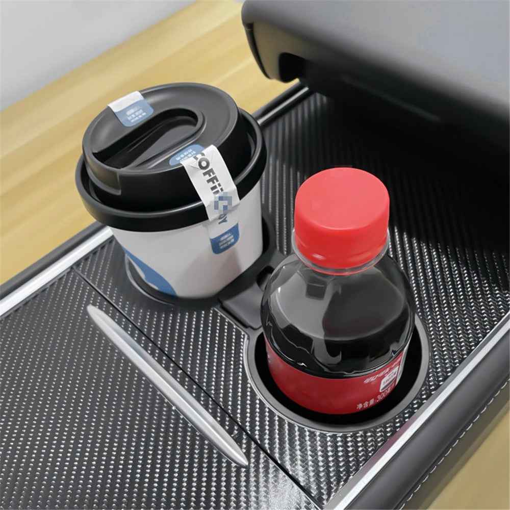 M30107 For Tesla Model 3 / Y TPE+ABS Ashtray Design Car Center Console Organizer Drinks Cup Holder Tray