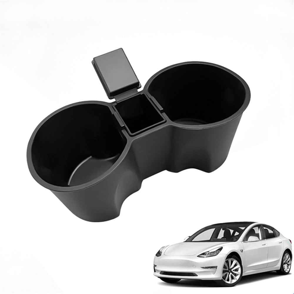 M30107 For Tesla Model 3 / Y TPE+ABS Ashtray Design Car Center Console Organizer Drinks Cup Holder Tray
