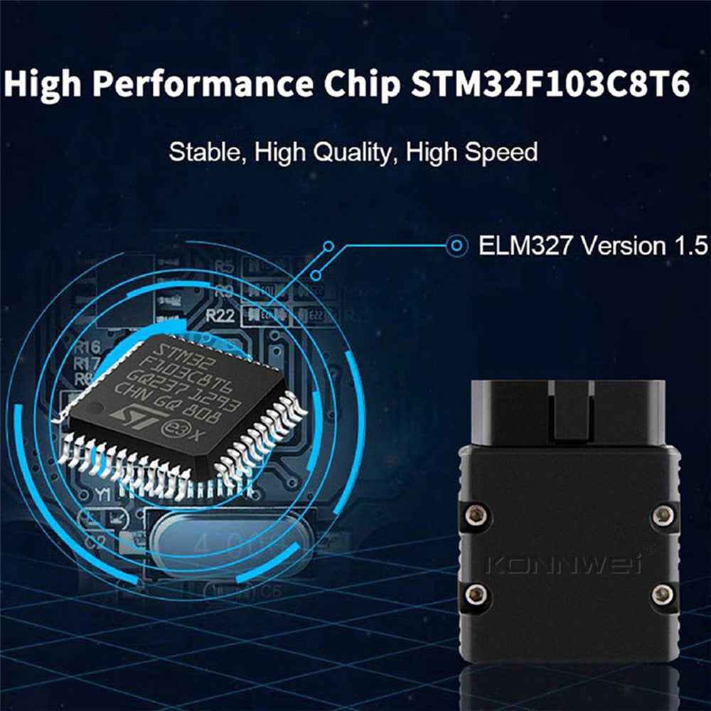 KONNWEI KW902 Bluetooth-compatible 4.0 5.0 ELM327 OBD2 IOS / Android Dual-Mode Car Fault Detector Diagnosis Device - Black