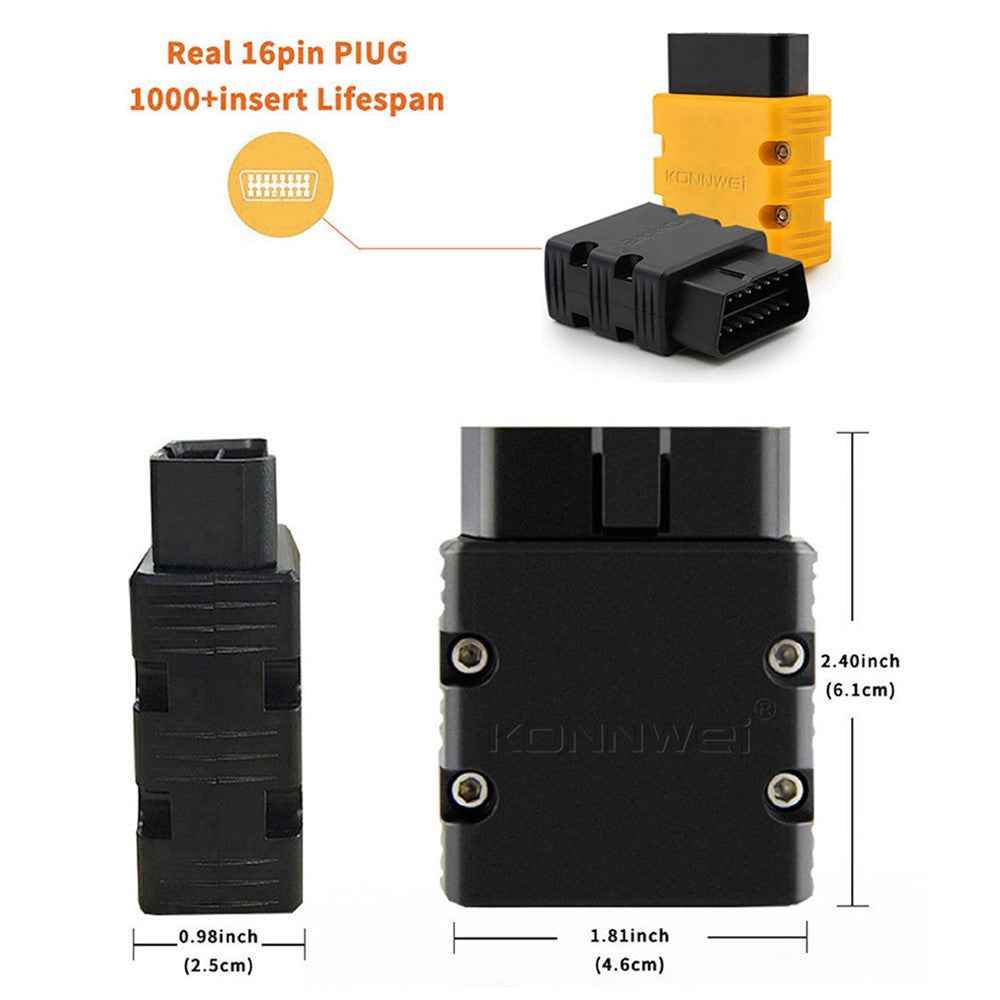 KONNWEI KW902 Bluetooth-compatible 4.0 5.0 ELM327 OBD2 IOS / Android Dual-Mode Car Fault Detector Diagnosis Device - Black