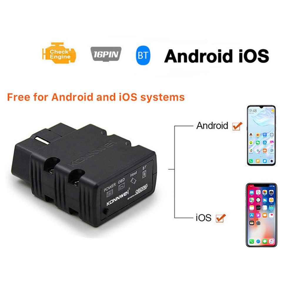 KONNWEI KW902 Bluetooth-compatible 4.0 5.0 ELM327 OBD2 IOS / Android Dual-Mode Car Fault Detector Diagnosis Device - Orange