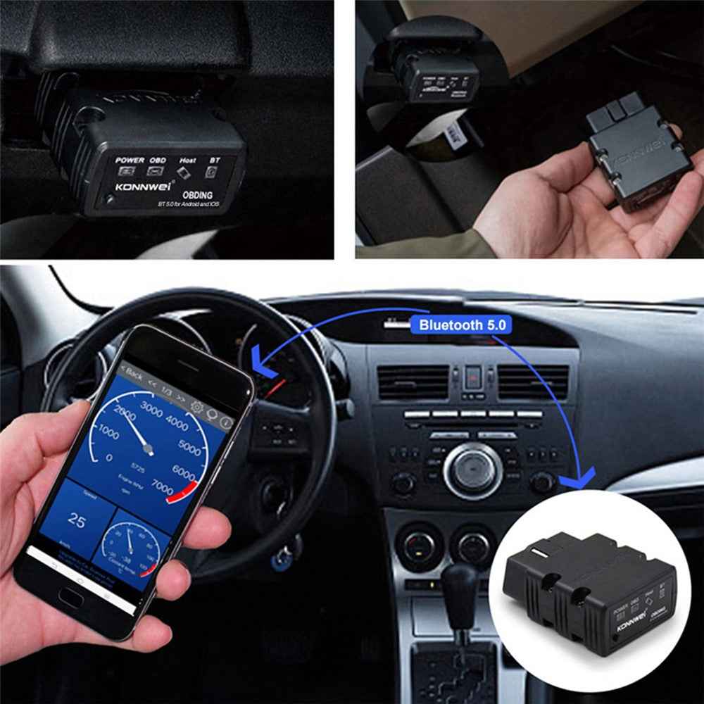 KONNWEI KW902 Bluetooth-compatible 4.0 5.0 ELM327 OBD2 IOS / Android Dual-Mode Car Fault Detector Diagnosis Device - Orange