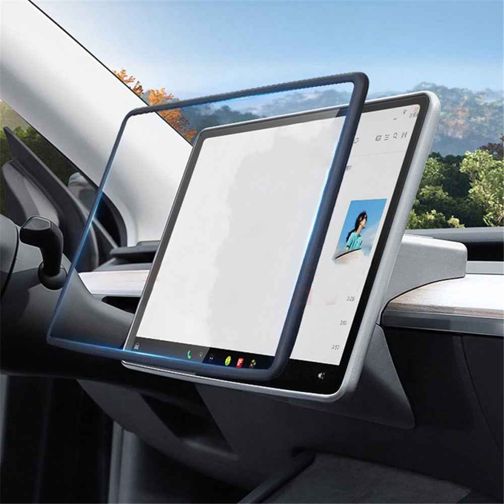 For Tesla Model Y / 3 Screen Silicone Case Car Display Screen Frame Protective Cover - Black