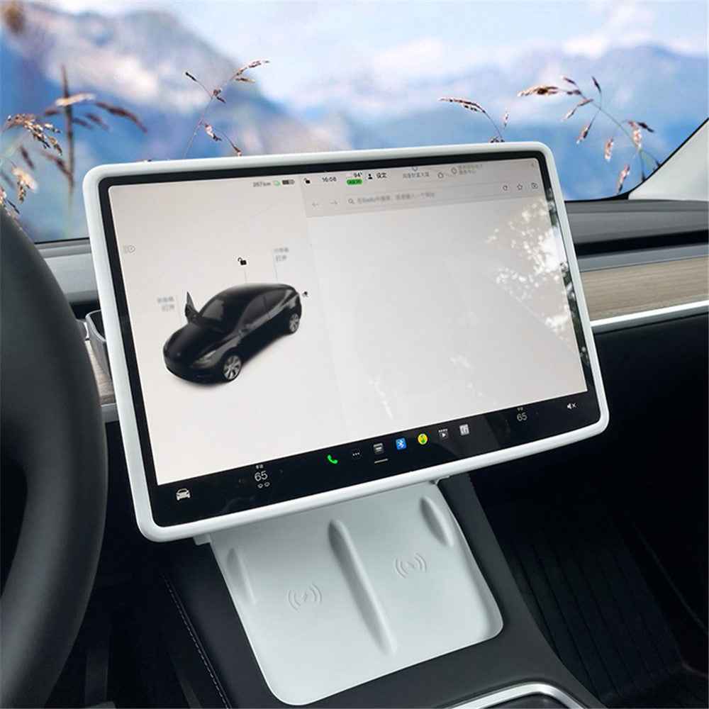 For Tesla Model Y / 3 Screen Silicone Case Car Display Screen Frame Protective Cover - Black