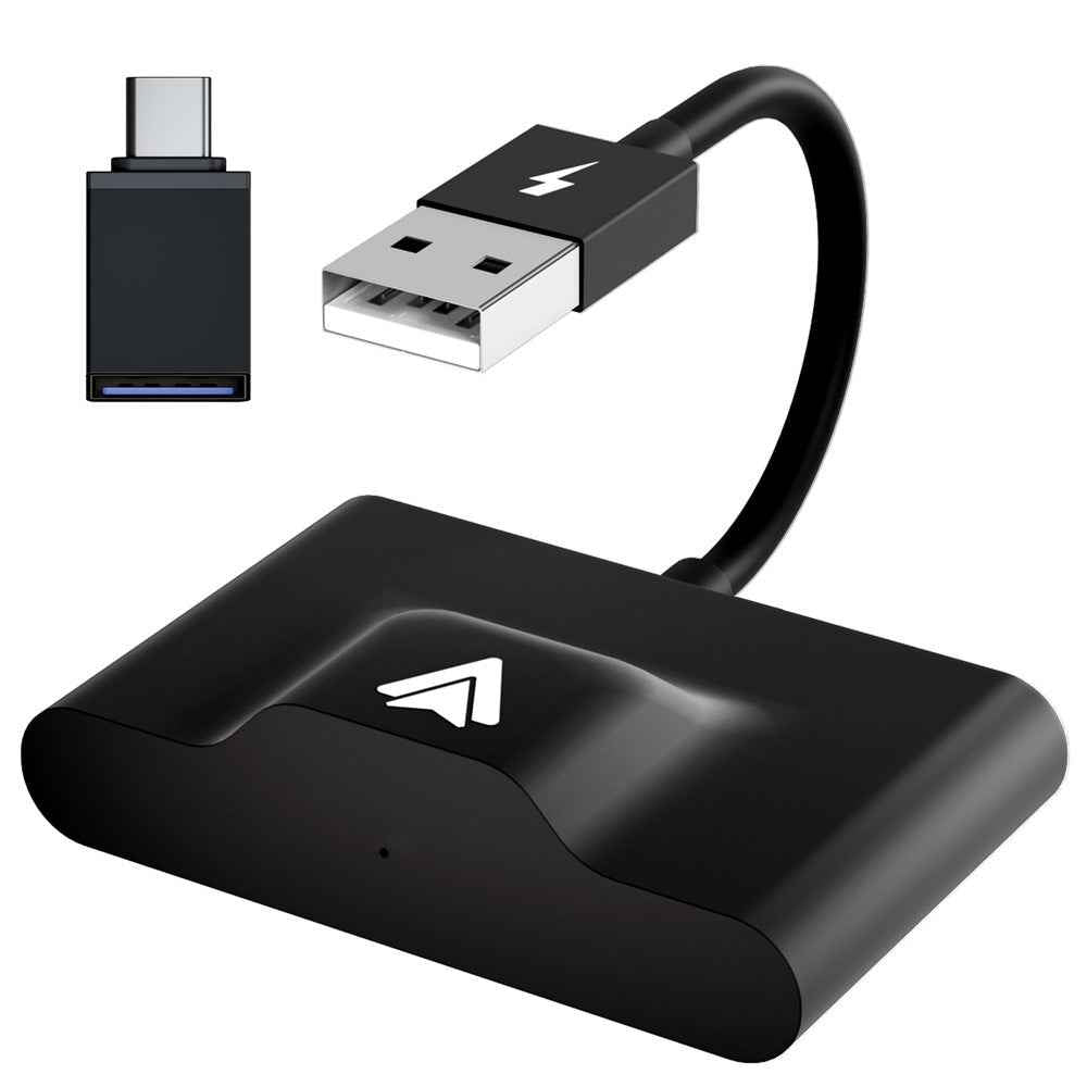 THT-020-3+ Wireless Android Auto Adapter Wired to Wireless Converter Support USB and Type-C Port - Black