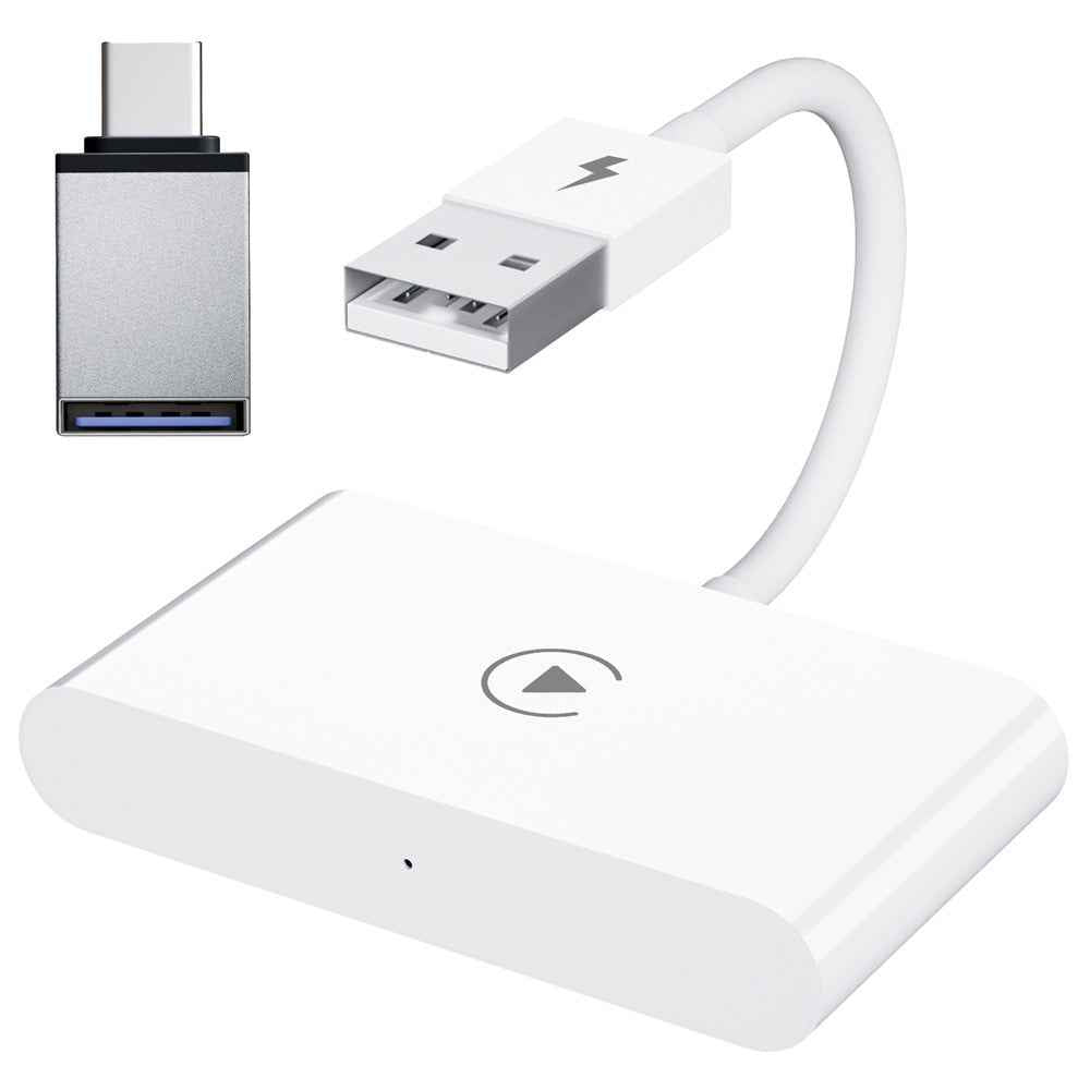 THT-020-2 iP Wireless CarPlay Converter Dongle for Wired CarPlay Car Adapter Support Online Update, Plug & Play - White