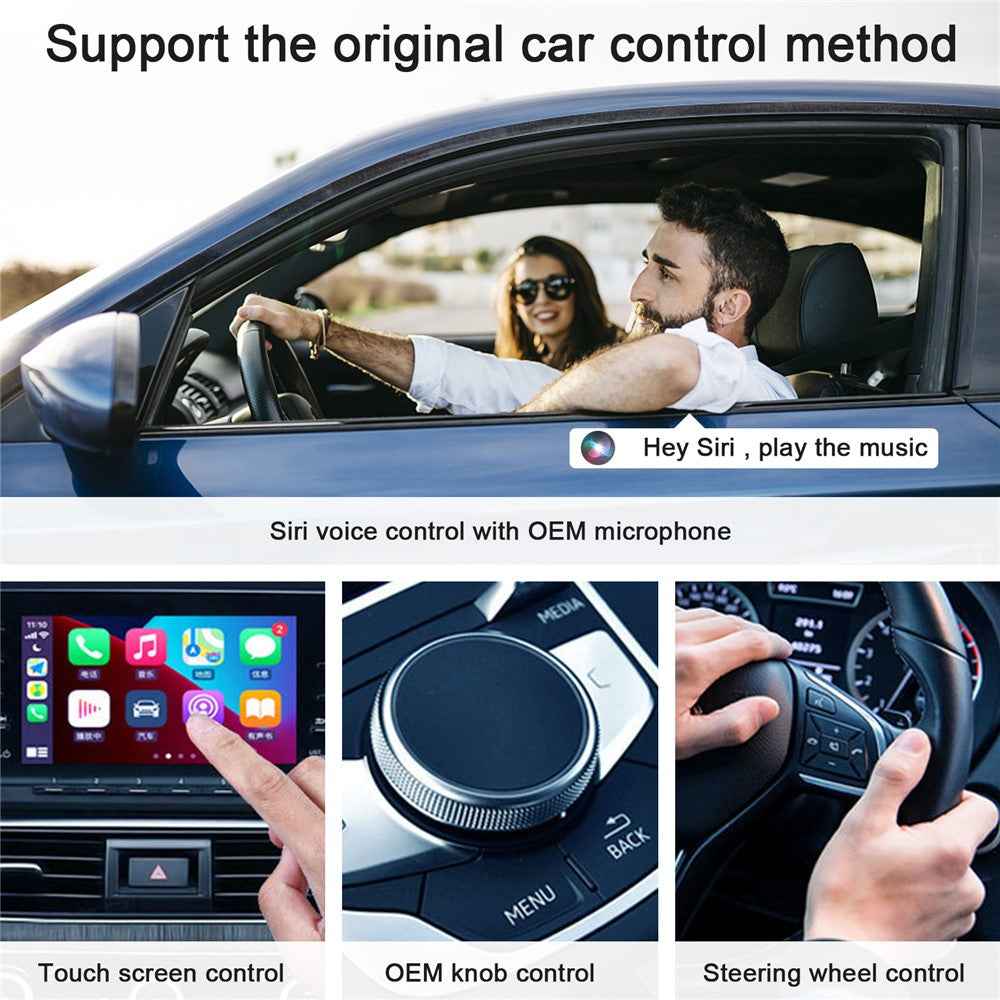 THT-020-2 iP Wireless CarPlay Converter Dongle for Wired CarPlay Car Adapter Support Online Update, Plug & Play - White