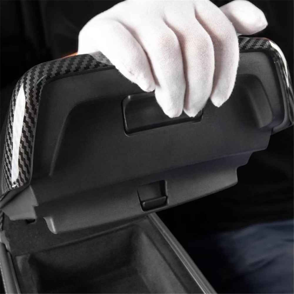M30246 ABS Car Armrest Box Cover for Tesla Model 3 17-22 / Model Y 21-22 Central Control Armrest Interior Decor - Carbon Fiber
