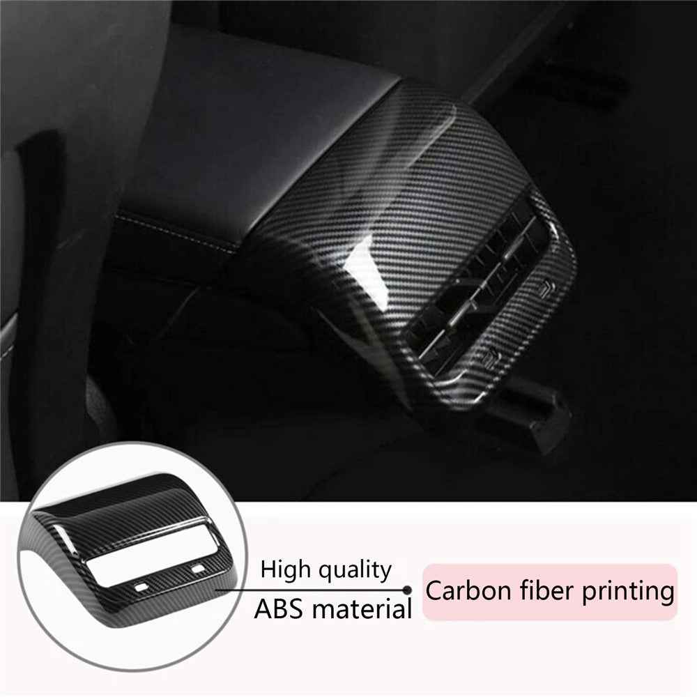 M30035 For Tesla Model 3 / Model Y Plastic Car Rear Air Vent Outlet Frame Interior Part - Carbon Fiber