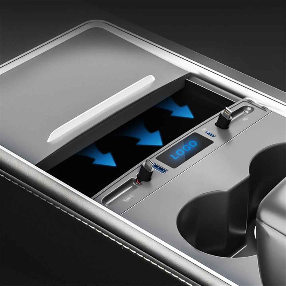 Docking Station USB Hub for Tesla Model 3 / Y (Above 2021) , Extension Cable Charger Multi-Port Hub Adapter