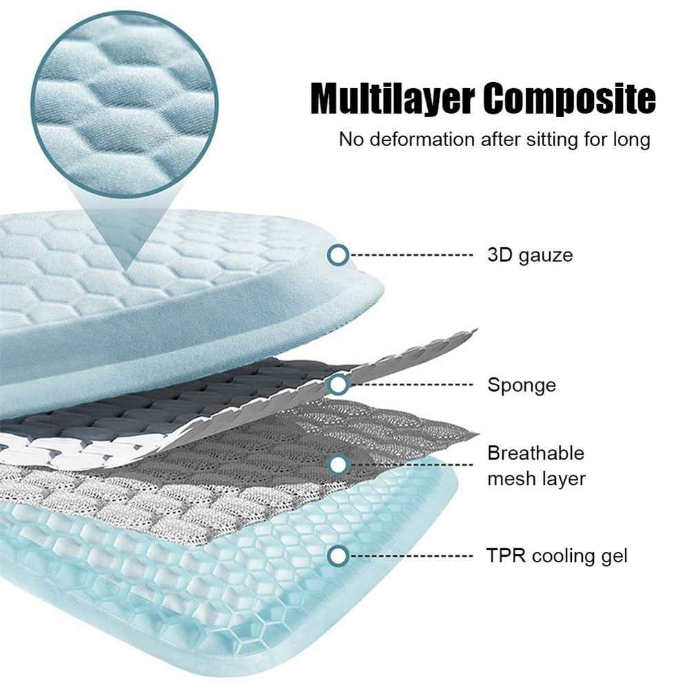 Car Cooling Seat Pad Pressure Relief Breathable Gel Seat Cushion for Home Office Chair - Coffee