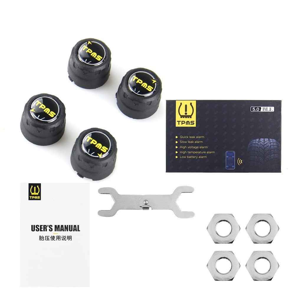 V101B 4PCS Bluetooth-compatible 5.0 Car Tire Pressure Monitoring Sensors Monitors Tools Alarm Modes Real-Time Display APP Controlled (External Installation)