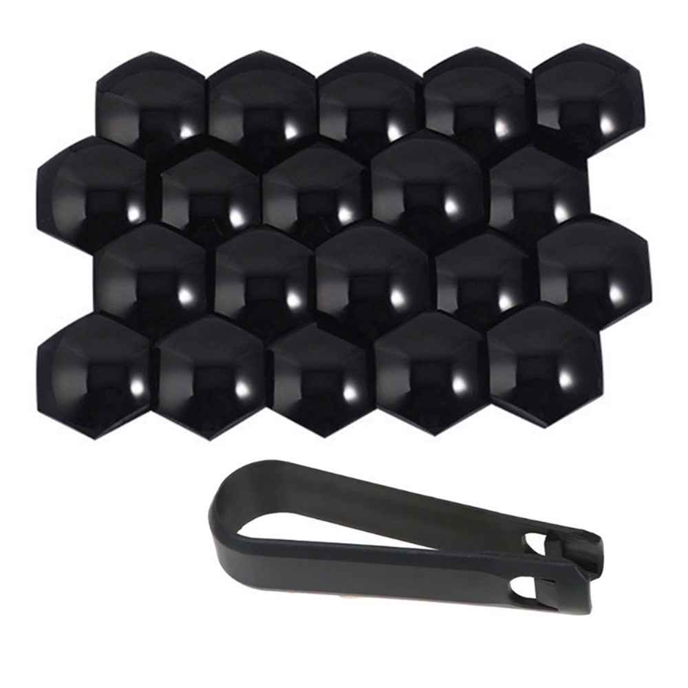 T98 20Pcs Wheel Screw Cap for Tesla Model 3 / X / S Car Nut Bolts Cap Tire Modify Dustproof Rustproof Cover Set - Glossy Black