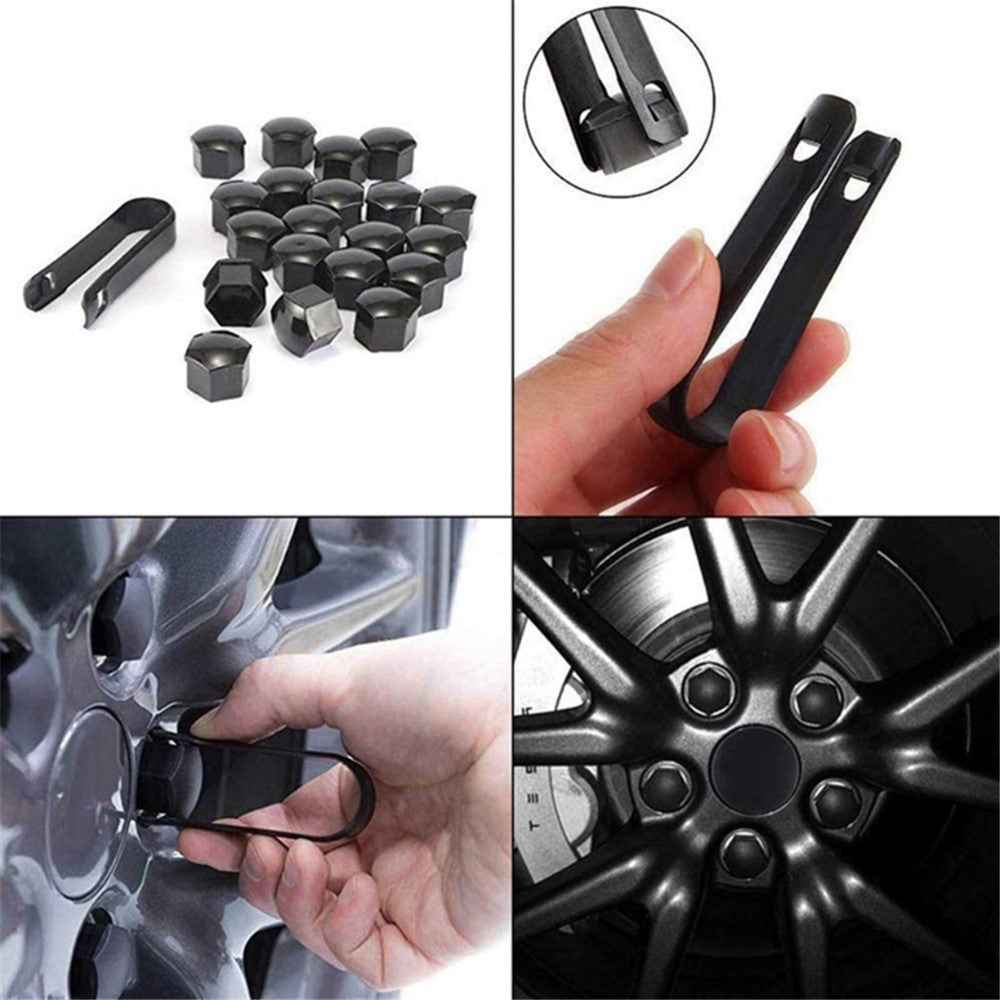 T98 20Pcs Wheel Screw Cap for Tesla Model 3 / X / S Car Nut Bolts Cap Tire Modify Dustproof Rustproof Cover Set - Glossy Black