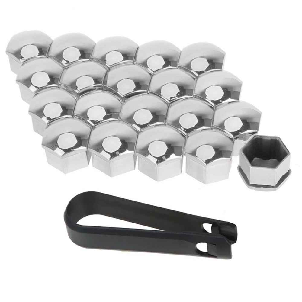 T98 20Pcs Wheel Screw Cap for Tesla Model 3 / X / S Car Nut Bolts Cap Tire Modify Dustproof Rustproof Cover Set - Electroplating Silver