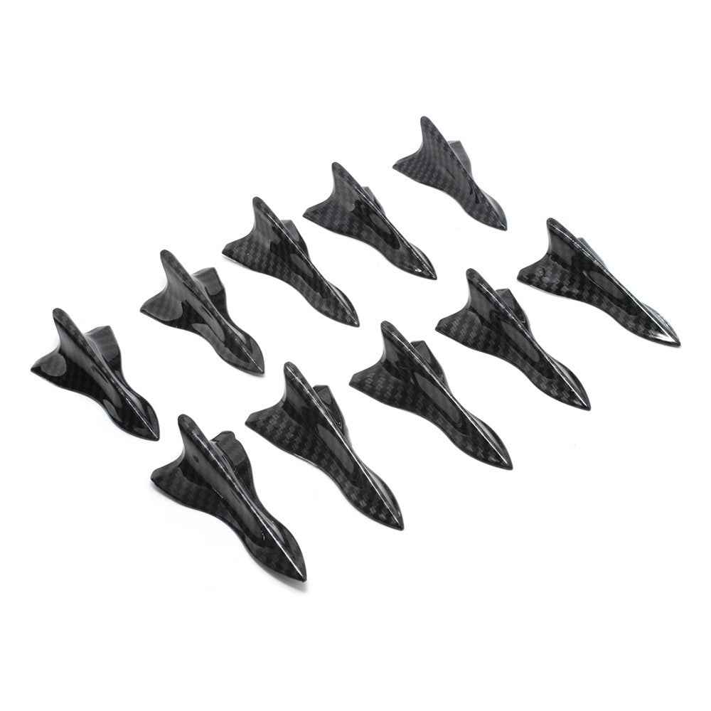 YT-1026 10Pcs / Set Auto Car Roof Shark Fins Vehicle Tail Wings Cover Trim Exterior Decoration Sticker - Carbon Fiber