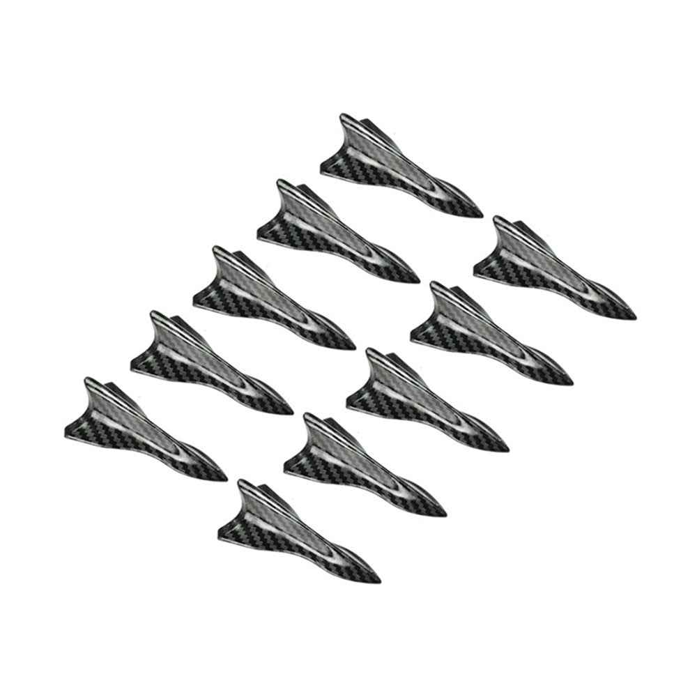 YT-1026 10Pcs / Set Auto Car Roof Shark Fins Vehicle Tail Wings Cover Trim Exterior Decoration Sticker - Carbon Fiber