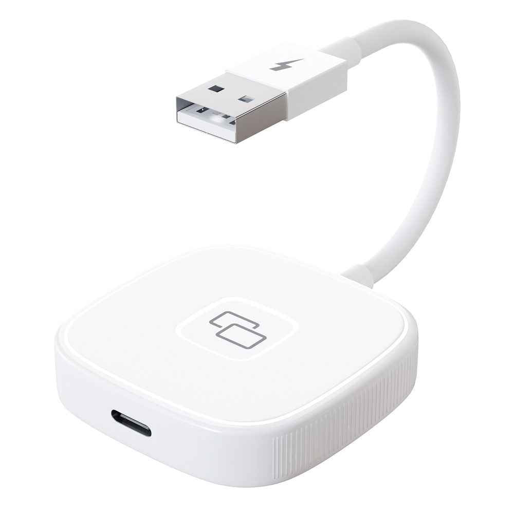 THT-020-7 Car Mirror Adapter AI BOX for iPhone Carplay to Car Display Adapter with USB-C Adapter, Wired Carplay Mirror Dongle - White