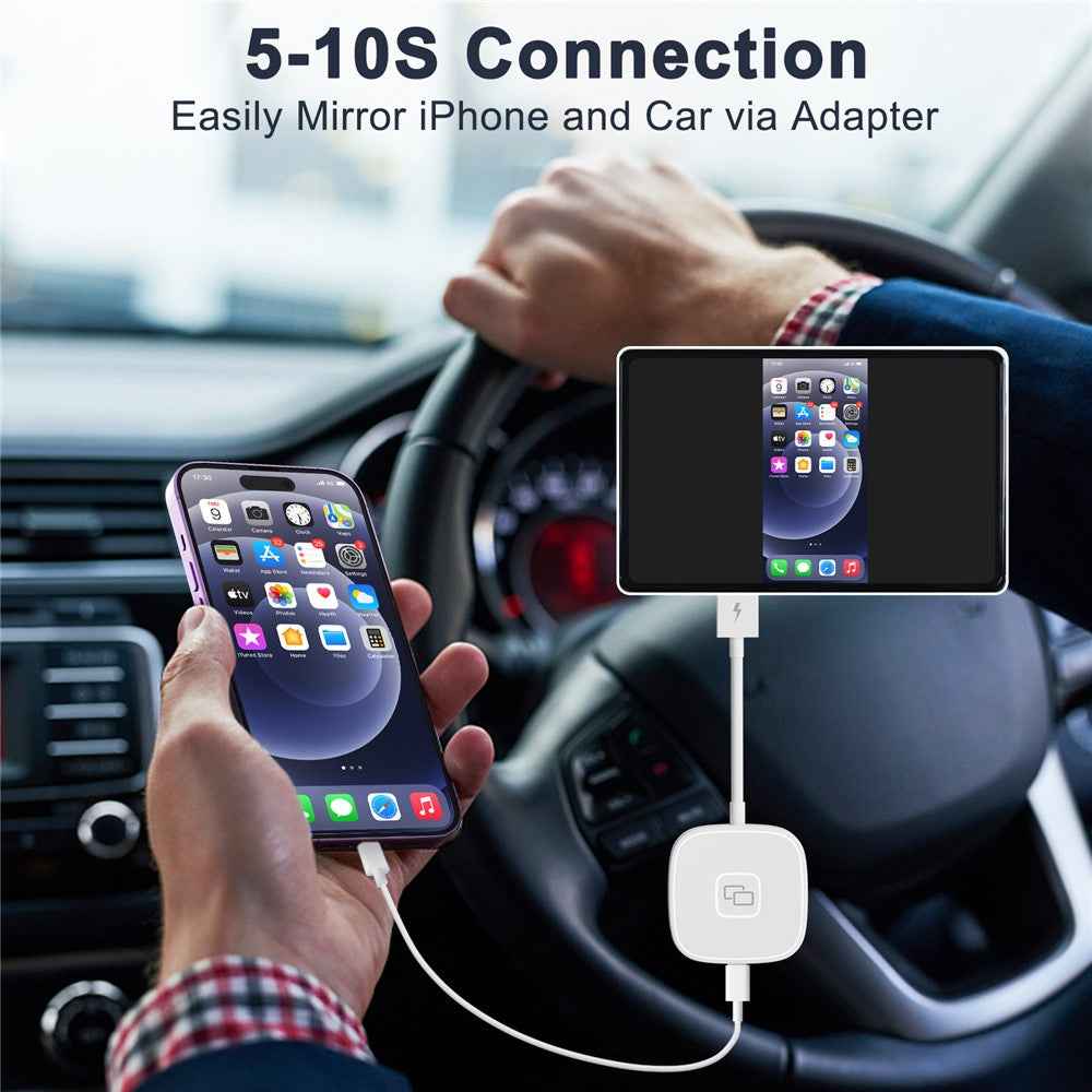 THT-020-7 Car Mirror Adapter AI BOX for iPhone Carplay to Car Display Adapter with USB-C Adapter, Wired Carplay Mirror Dongle - White