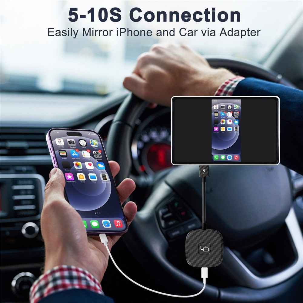 THT-020-7 Car Mirror Adapter AI BOX for iPhone Carplay to Car Display Adapter with USB-C Adapter, Wired Carplay Mirror Dongle - Black
