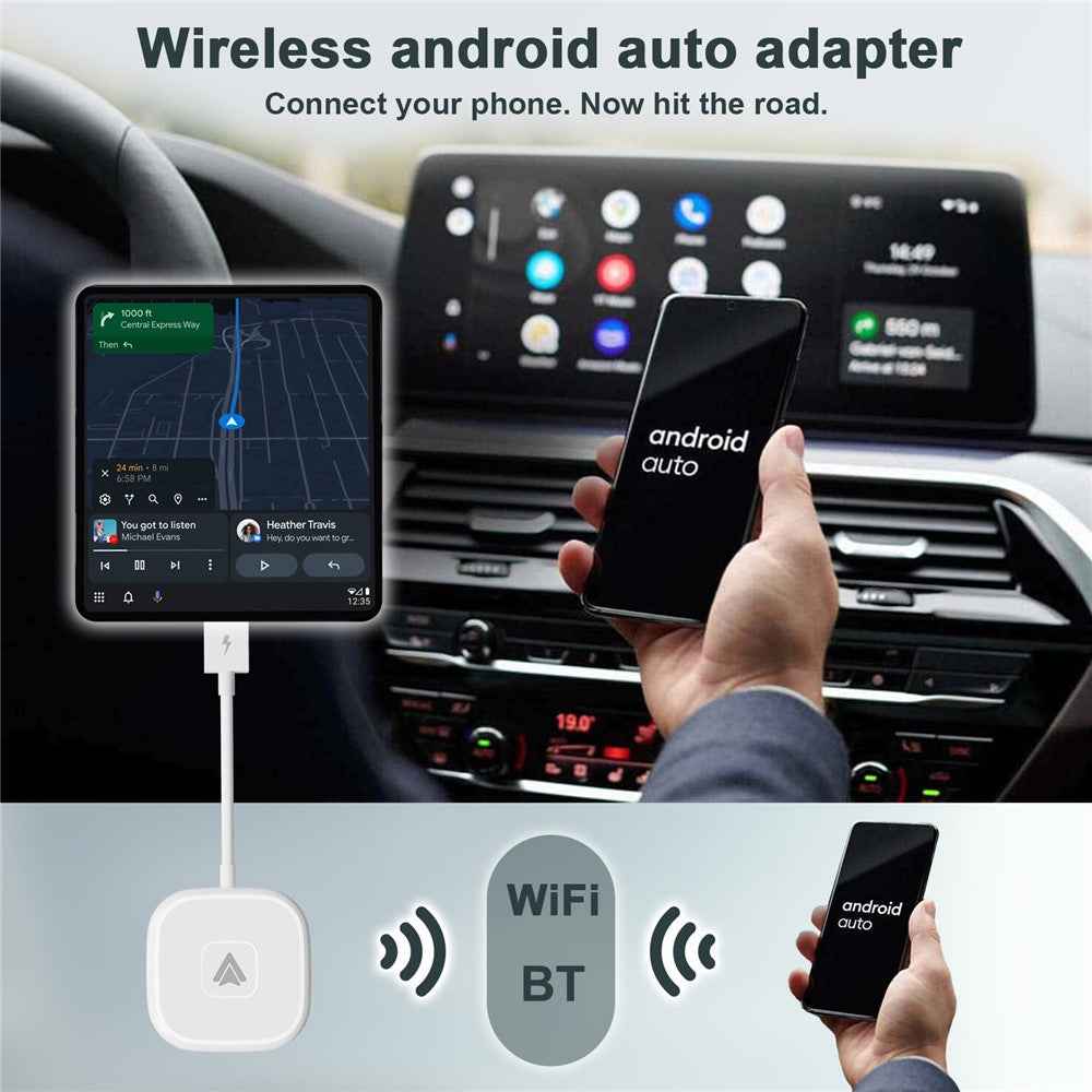 THT-020-4+ Wireless CarPlay Adapter Wired to Wireless Android Auto CarPlay Converter Support USB / Type-C Interface