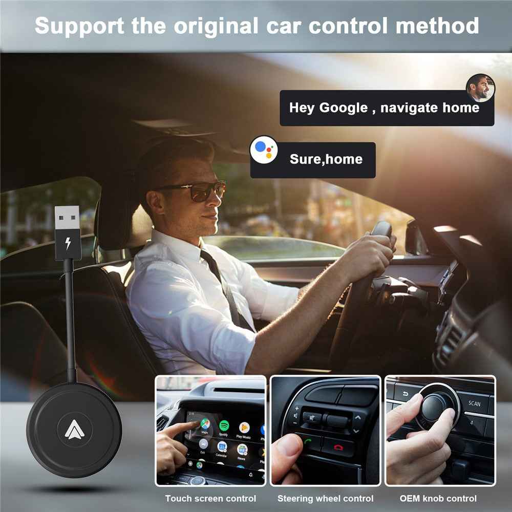 THT-020-5+ Android Auto Wireless Carplay Converter Wired to Wireless Carplay Adapter Support USB / Type-C Interface