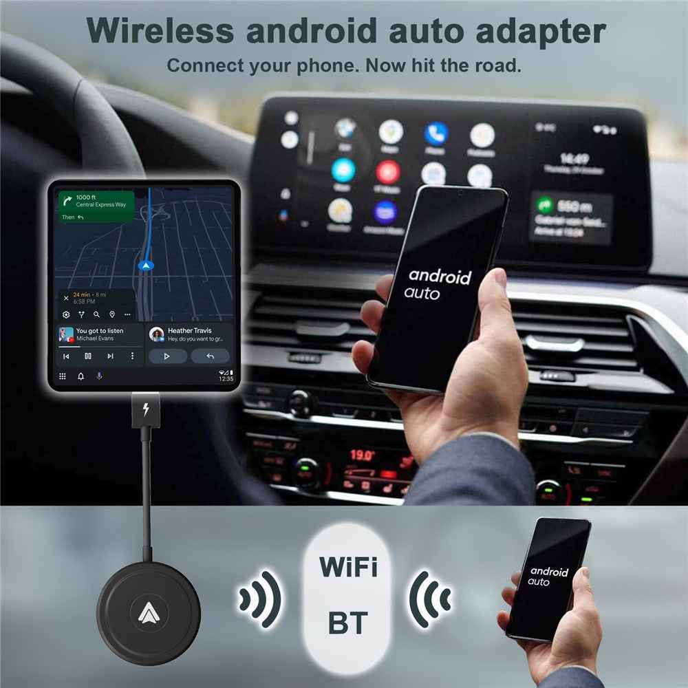 THT-020-5+ Android Auto Wireless Carplay Converter Wired to Wireless Carplay Adapter Support USB / Type-C Interface