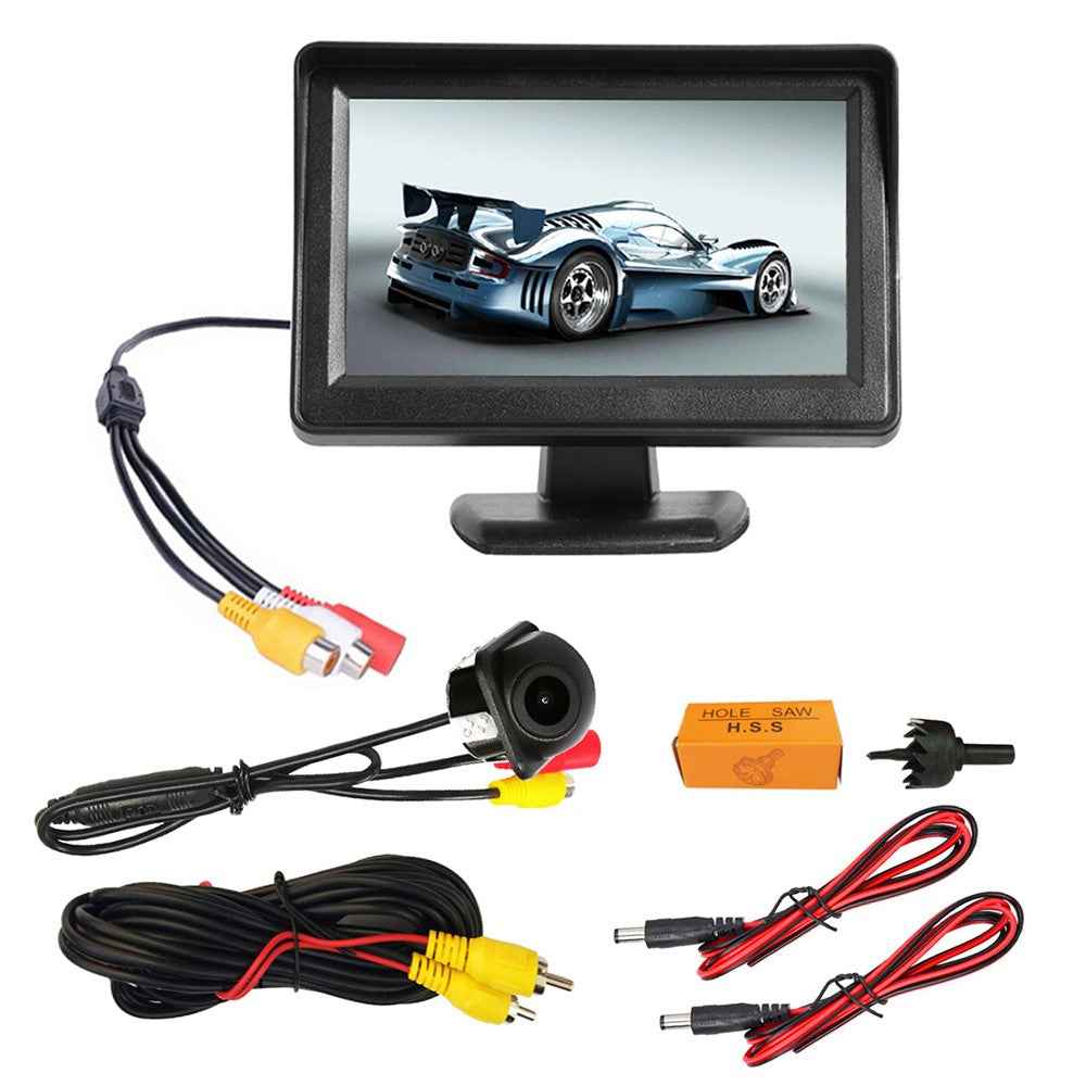 RH-307 4.3-inch LCD Video Display Monitor with Straw Hat Camera (AV Cable) Rear View Parking System Kit