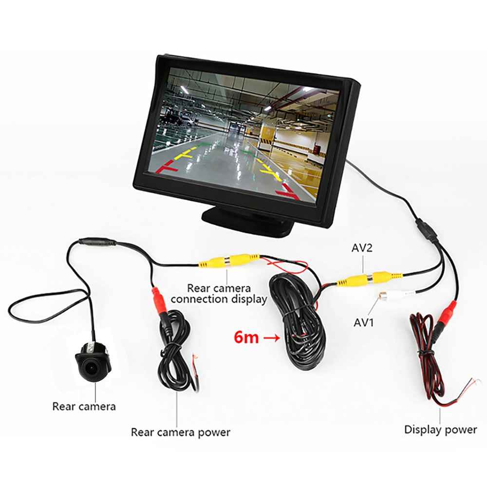 RH-307 4.3-inch LCD Video Display Monitor with Straw Hat Camera (AV Cable) Rear View Parking System Kit