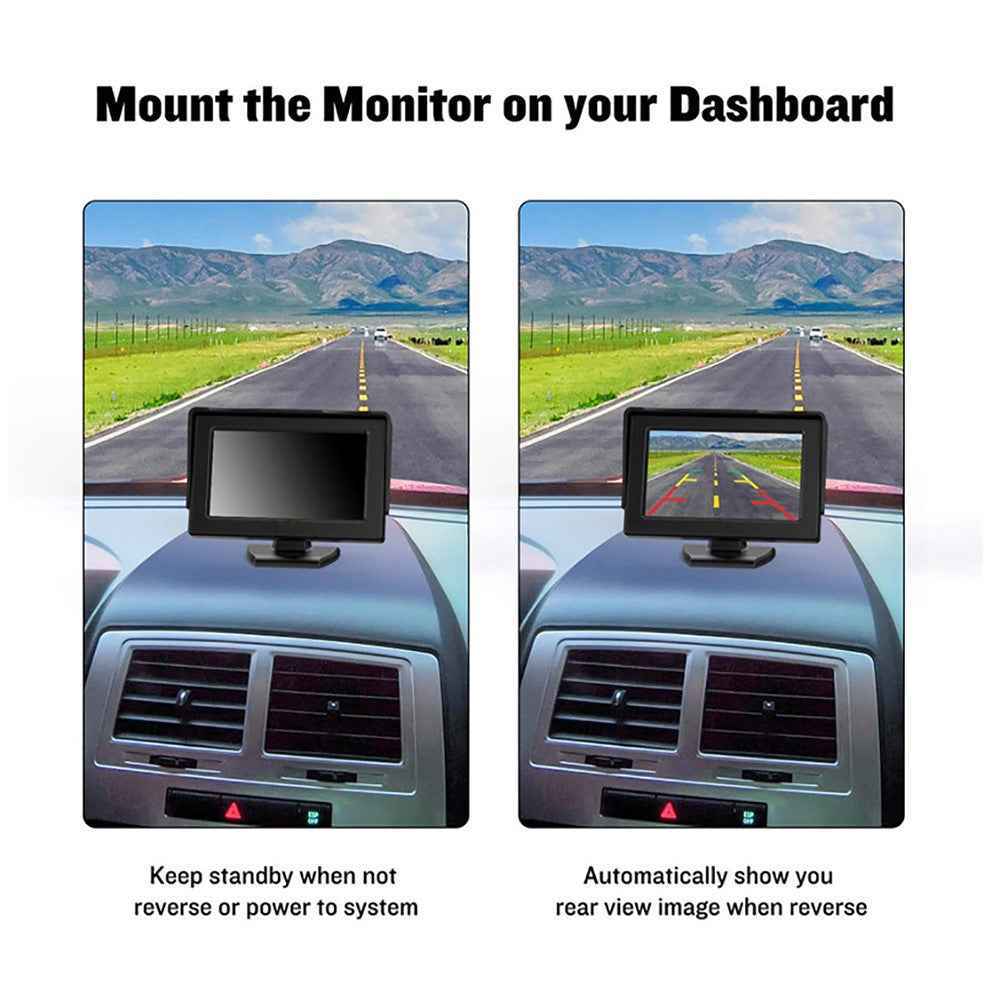 RH-309 4.3-inch LCD Car Monitor Camera Rear View Parking System Kit with License Plate Camera (AV Cable)