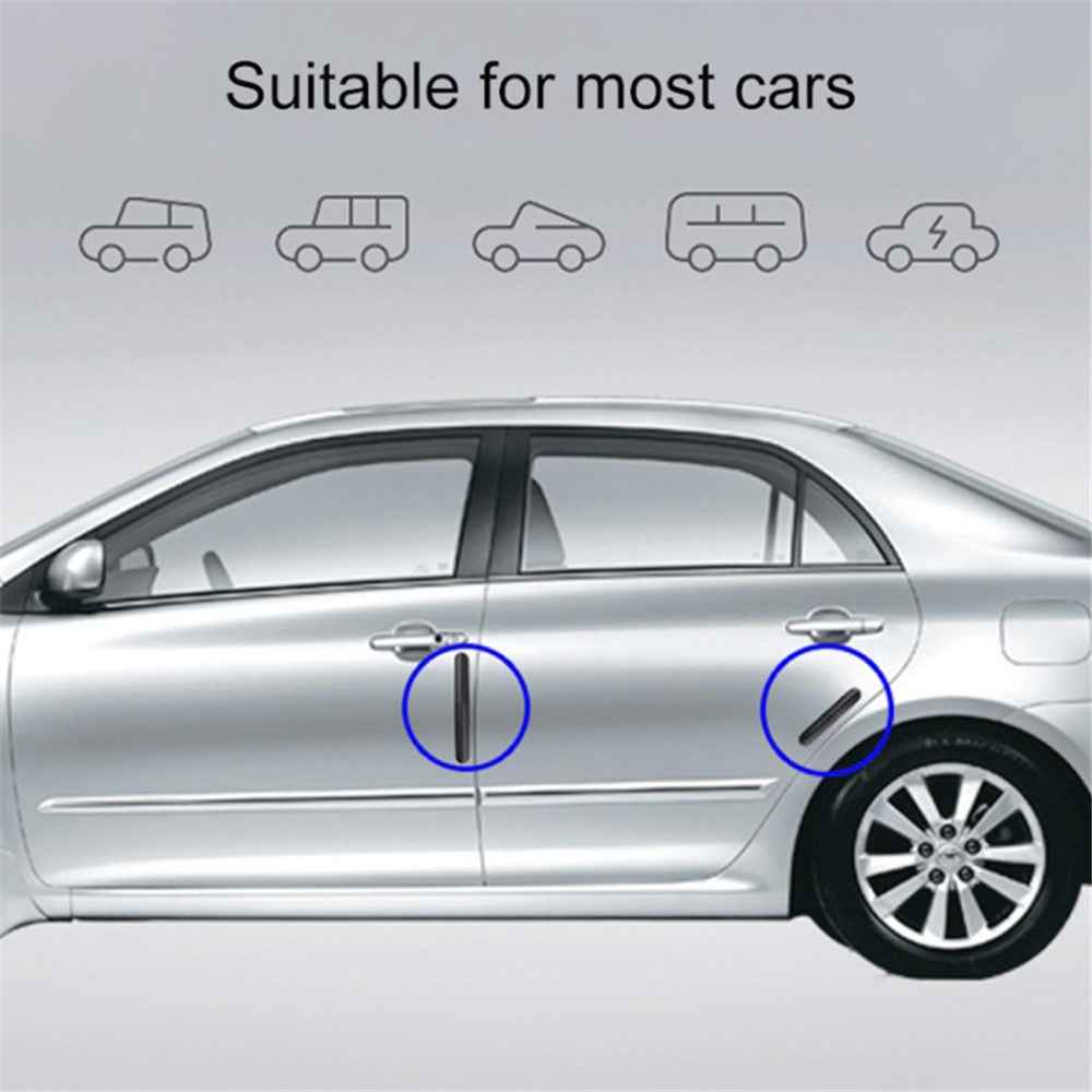 DM-114 4Pcs / Set Car Door PC Anti-collision Strip Carbon Fiber Texture Vehicle Door Protection Sticker